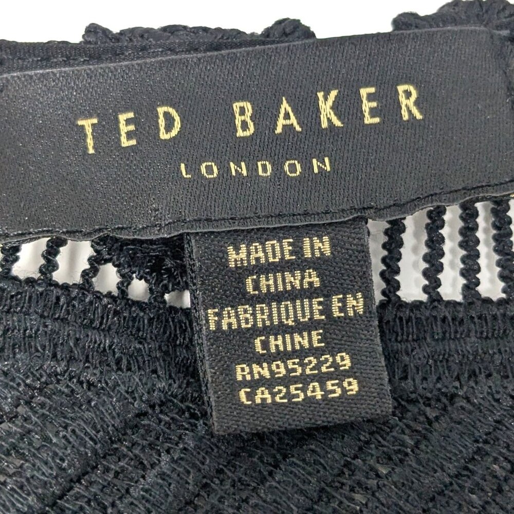 SOLDTed Baker London Black Lace Jacket Blazer Size 0 Open Sheer Dalmy Cropped - Picture 8 of 16